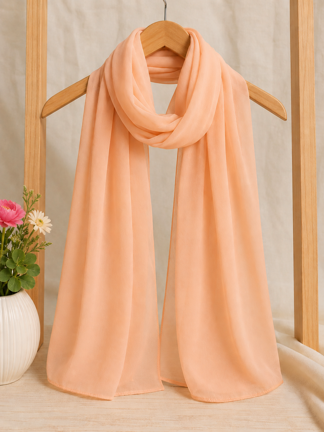 Plain Chiffon Scarf – Peach