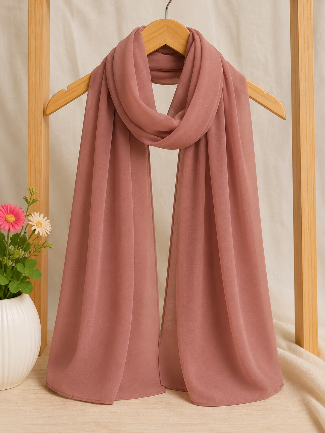Plain Chiffon Scarf – Dusty Rose