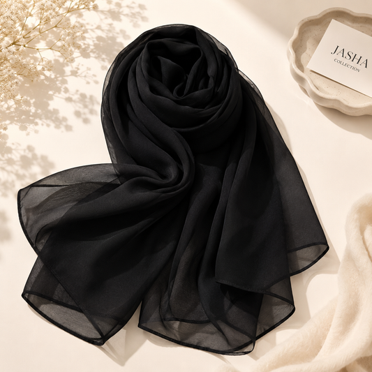 Plain Chiffon Scarf – Black