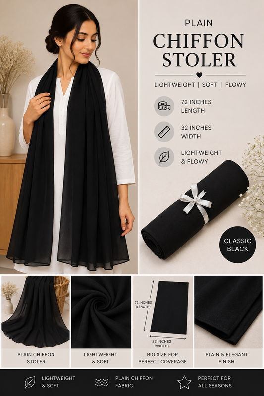 Plain Chiffon Scarf – Black