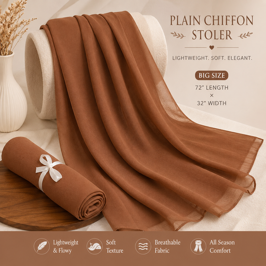 Plain Chiffon Scarf – Mocha Brown
