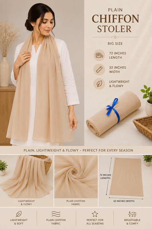 Plain Chiffon Scarf – Beige