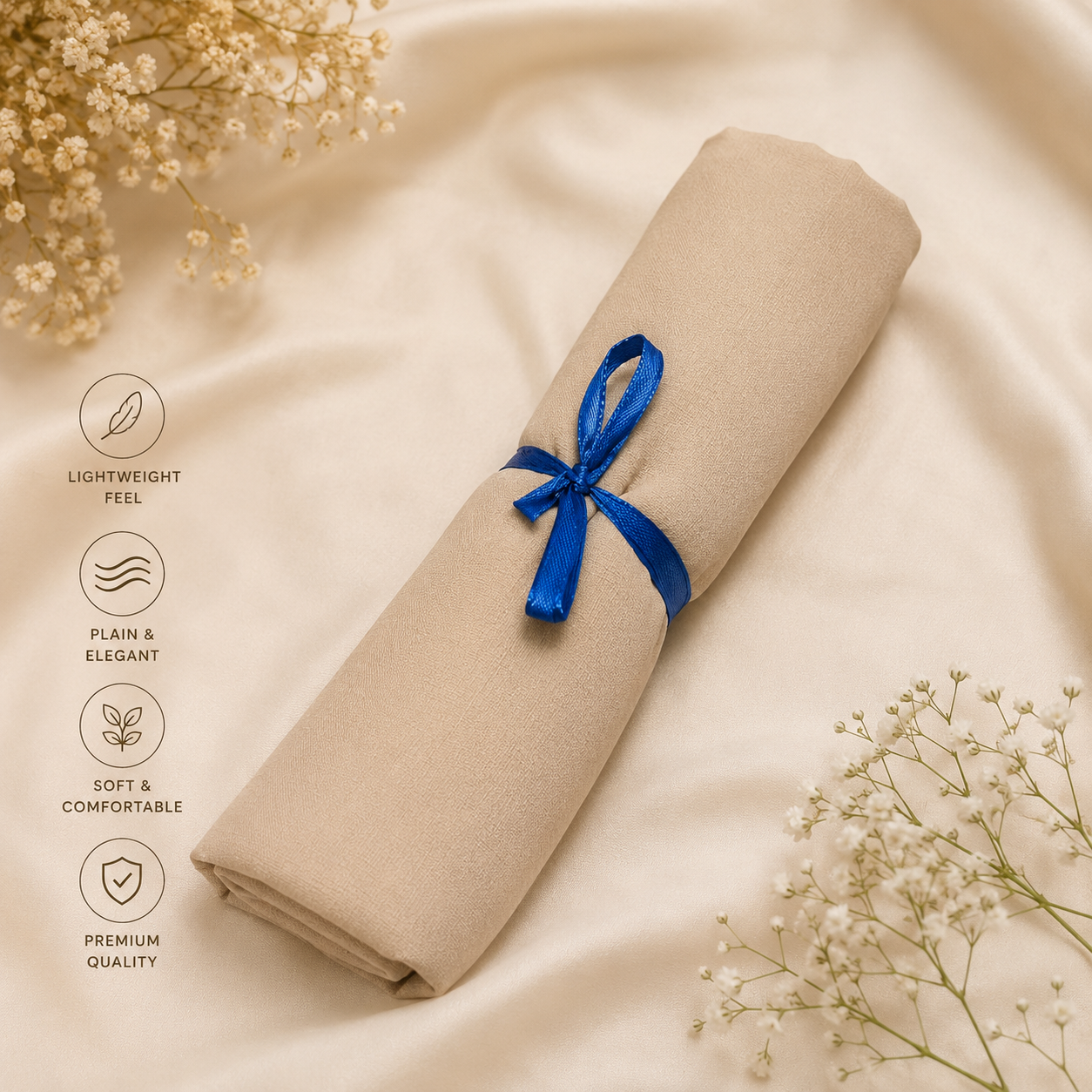 Plain Chiffon Scarf – Beige