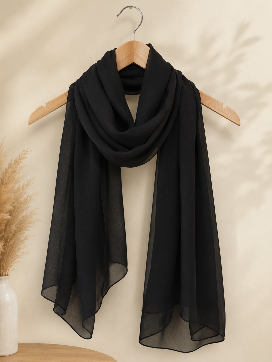 Plain Chiffon Scarf – Black