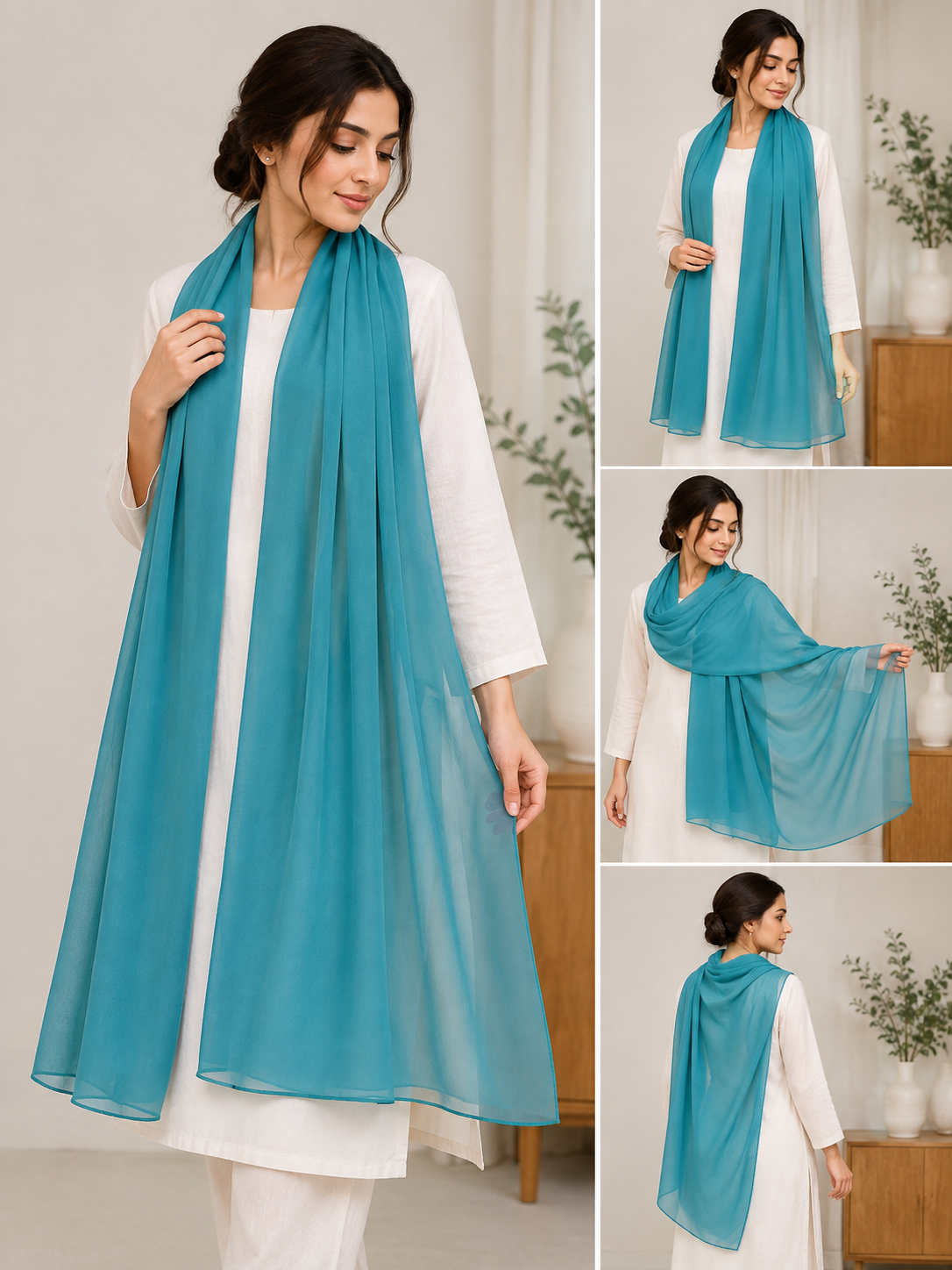 Plain Chiffon Scarf – Turquoise Blue